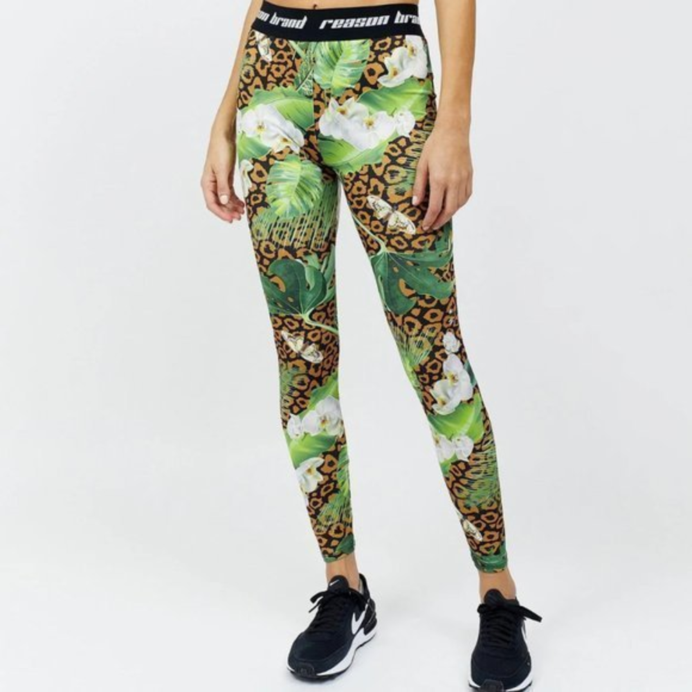 New Reason Clothing Brand NYC Smallโ S Leopard Tropical Stretch Active Leggings